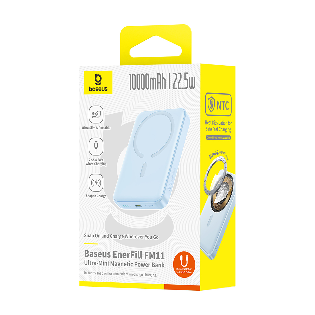 Портативный внешний аккумулятор Baseus EnerFill FM11 Ultra-Mini 10000mAh 22.5W Blue P1008210E313-00
