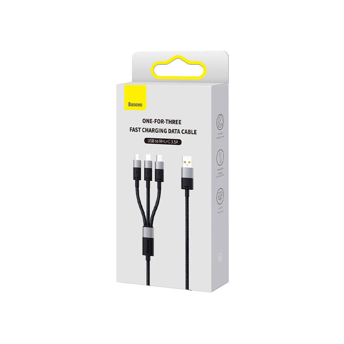 Интерфейсный кабель Baseus StarSpeed 1-for-3 USB to M+L+C 3.5A 1.2m Black (CAXS000001)