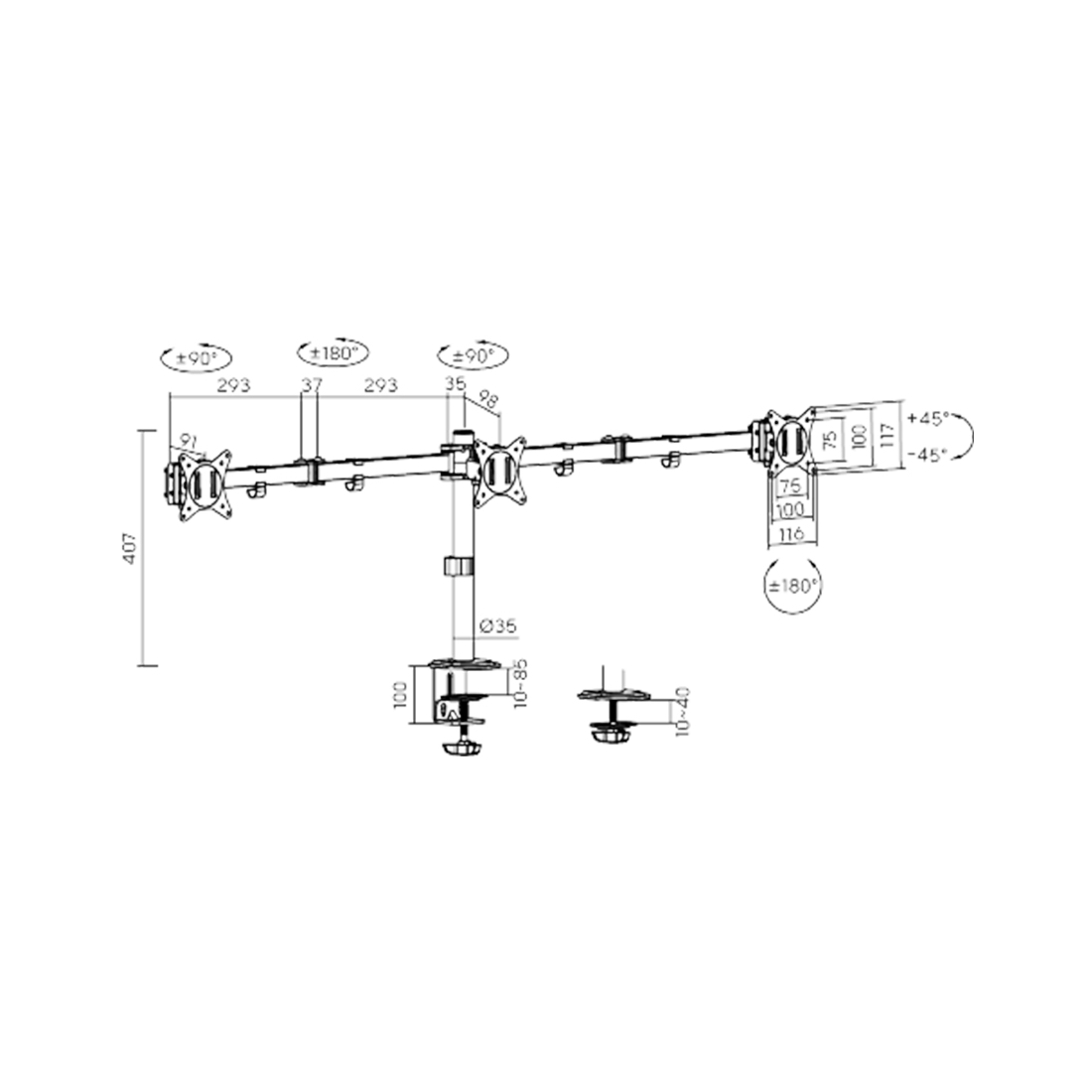 Настольный кронштейн XG MG-1727T для 3-х мониторов (17"-27")