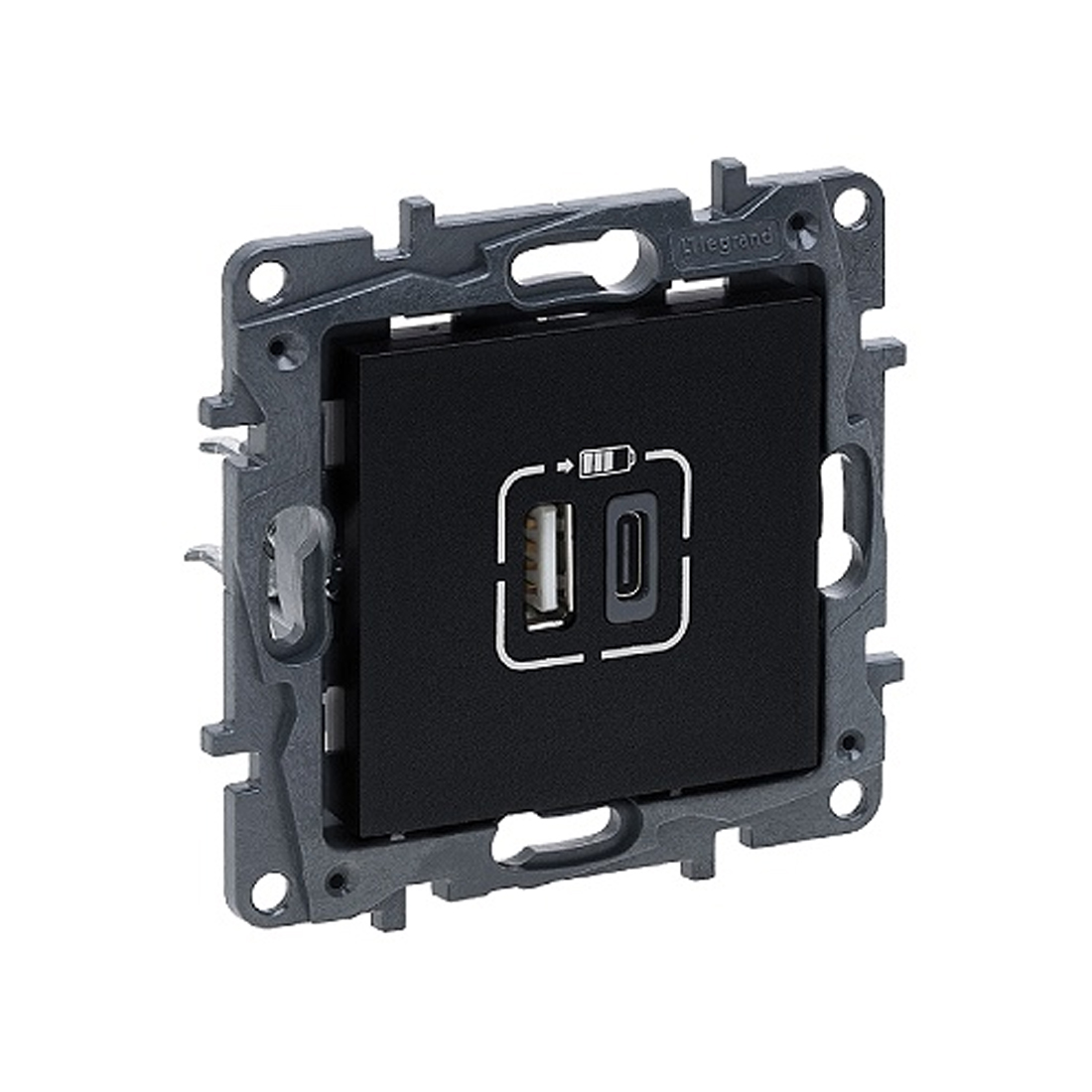 Розетка USB Niloe Step Тип А+C 12Вт+15Вт 5В Чёрный new