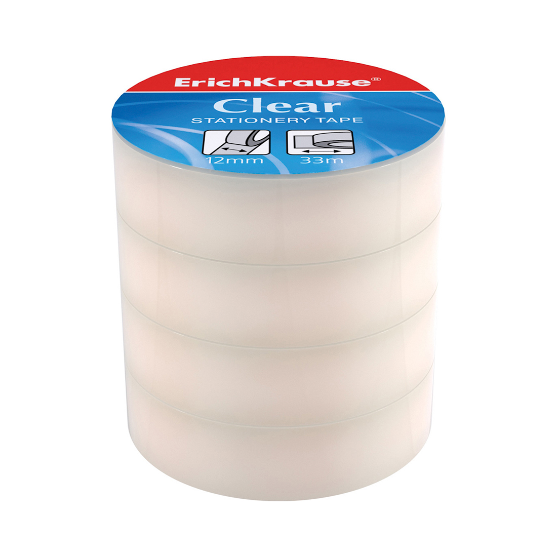 Пакет клейких лент ErichKrause® Clear, 18ммх33м (4 ленты)